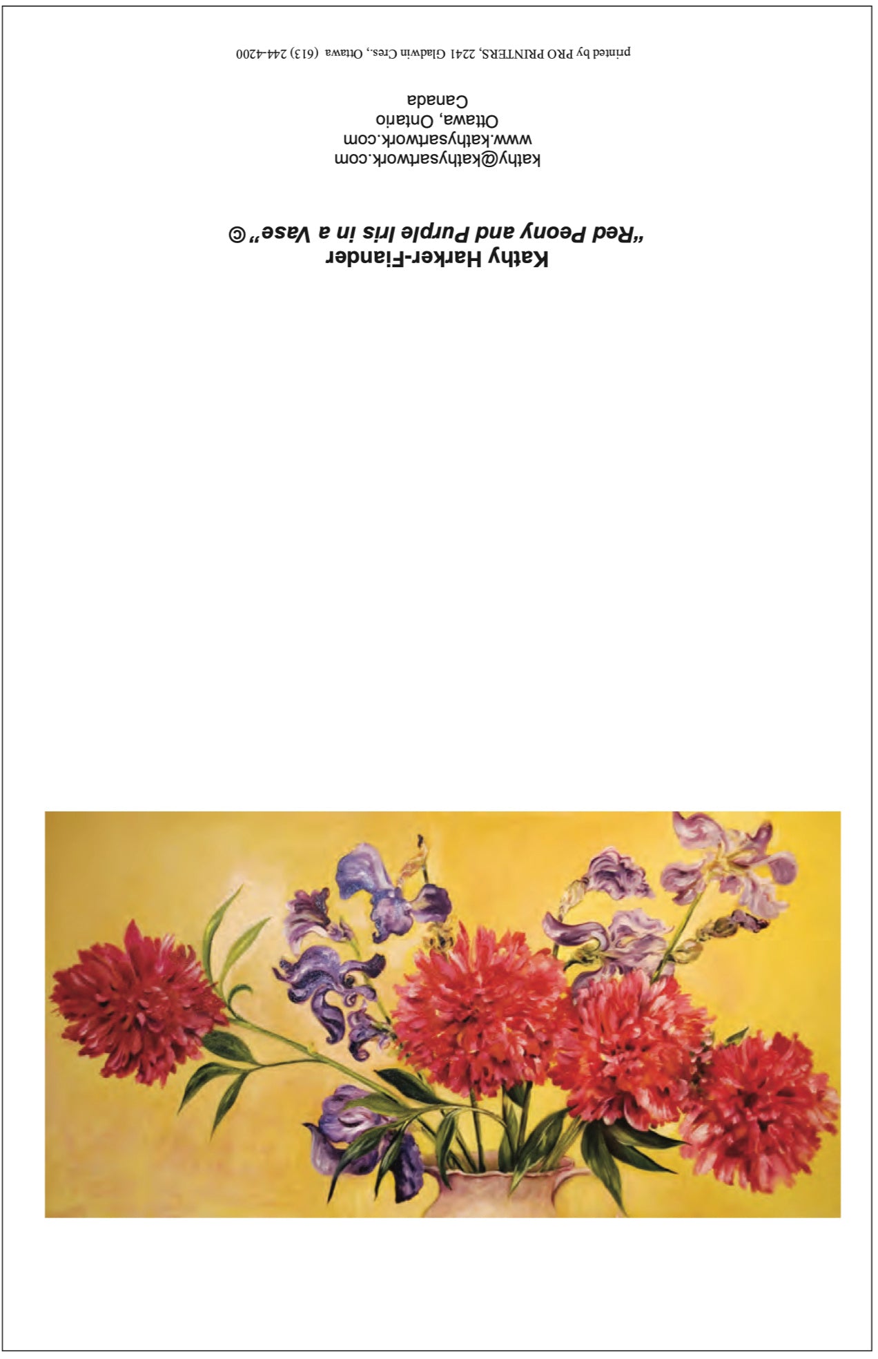 F72 Red Peony and Purple Iris in a Vase